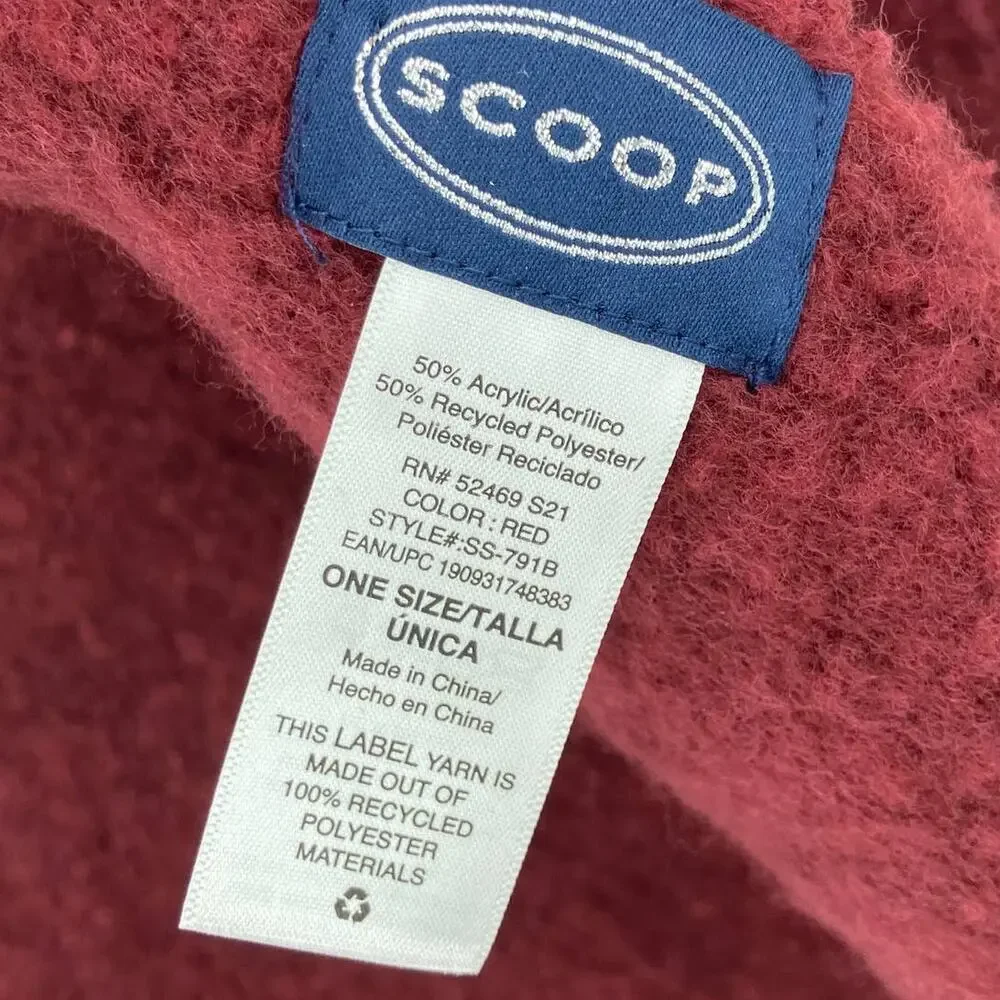 Scoop Maroon Wine Red Lightweight Fuzzy Fringe Raw Hem Blanket Scarf Wrap Shawl